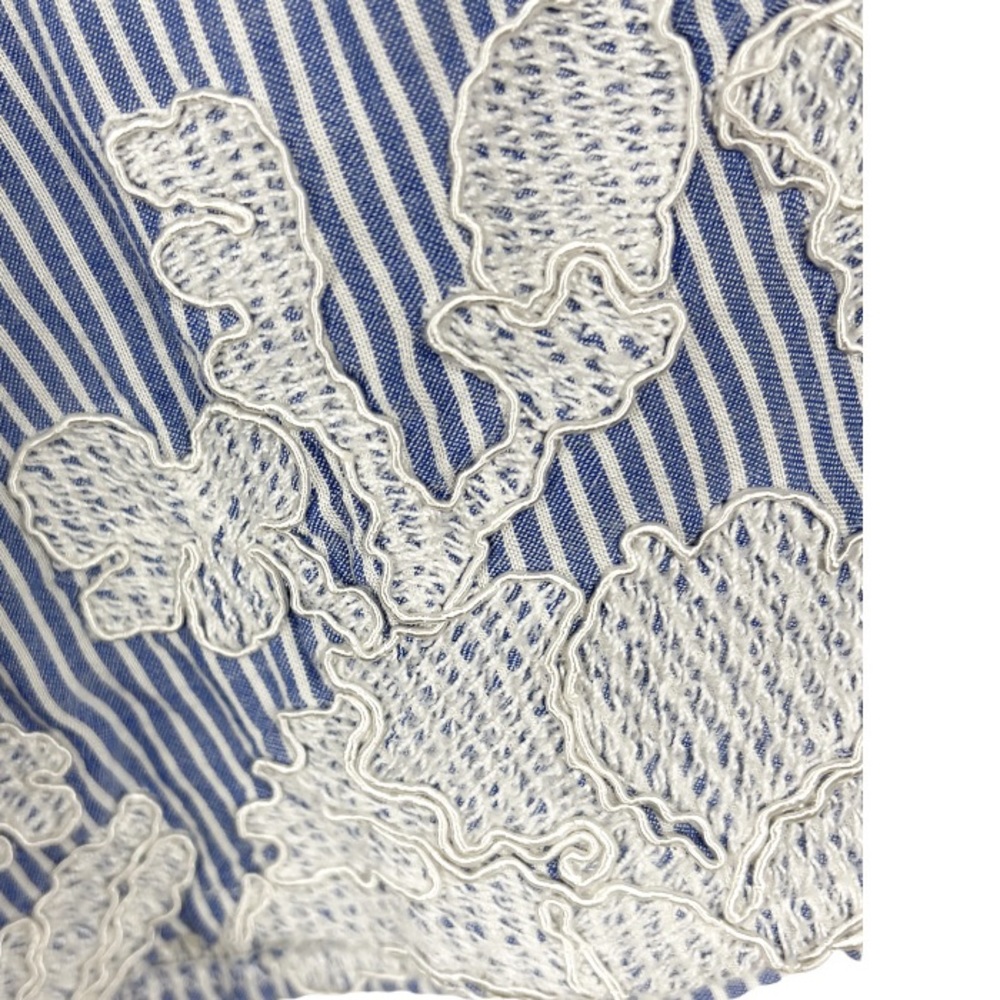 Waverly Grey Embroidered Striped Button Front Blouse Size Small - Picture 4 of 9